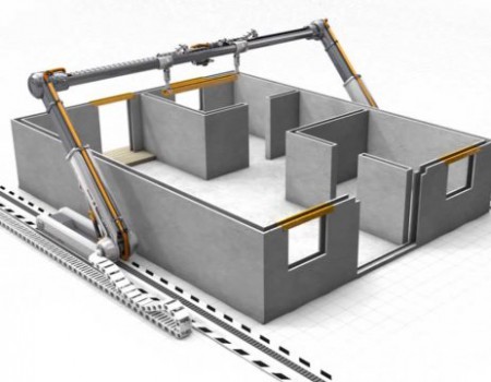 Riesiger 3D-Drucker der ein Haus druckt – Contour Crafting